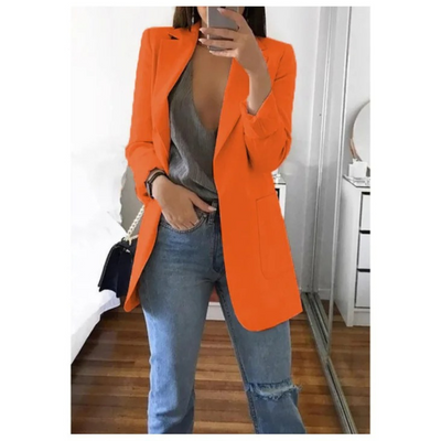 Lång kavaj för dam i khaki MODA