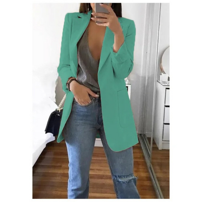 Lång kavaj för dam i khaki MODA