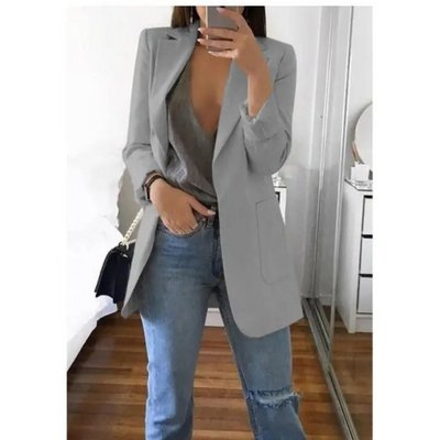 Lång kavaj för dam i khaki MODA