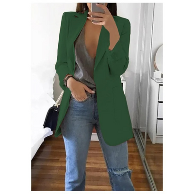 Lång kavaj för dam i khaki MODA