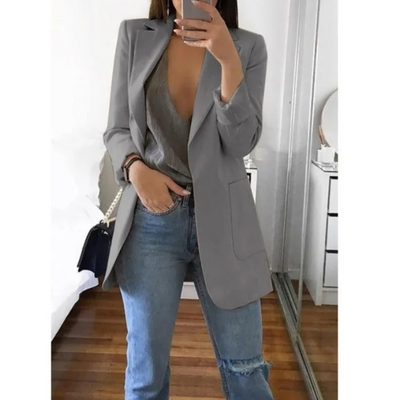Lång kavaj för dam i khaki MODA