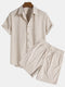 Short-Sleeved Corduroy Button Up Shirt & Shorts