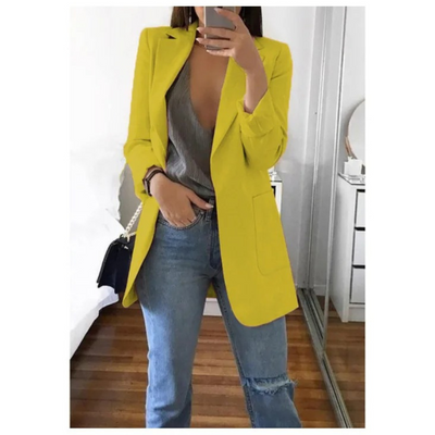Lång kavaj för dam i khaki MODA