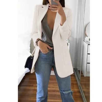 Lång kavaj för dam i khaki MODA