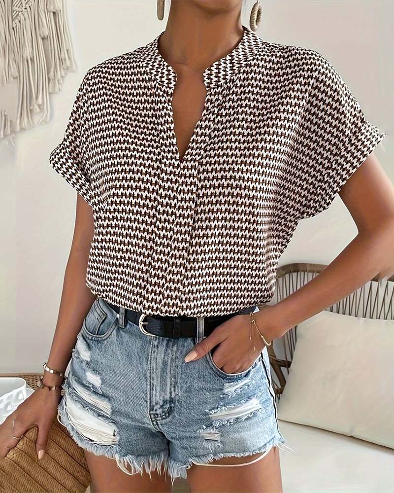 Josephine™ | Pied-de-poule Tyg Elegant V-ringad Topp