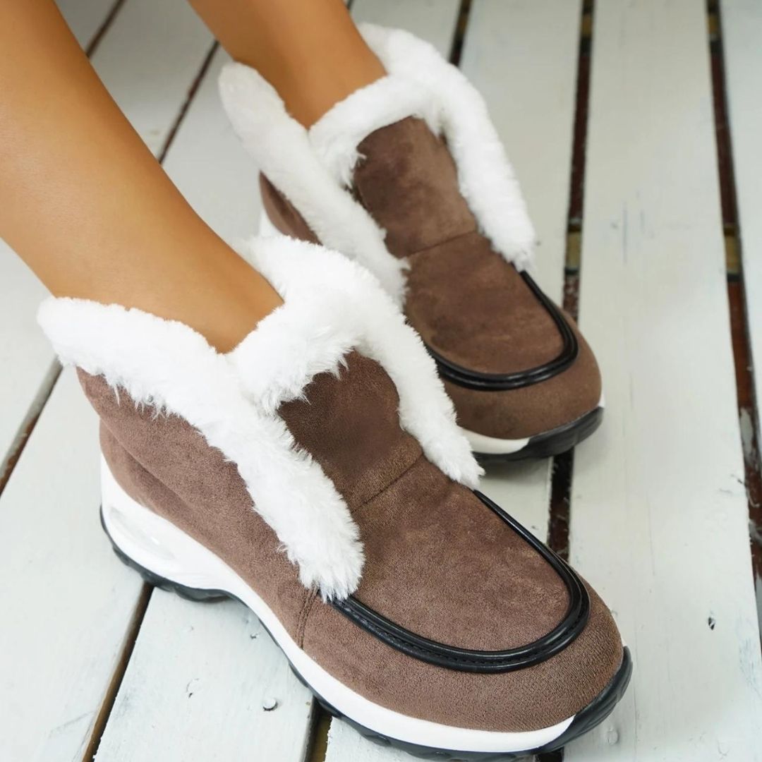 Casual Ankelstövlar Med Mocka Look Och Fuskpäls För Kvinnor | Perfekt för Vardagsbruk