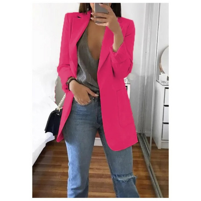 Lång kavaj för dam i khaki MODA