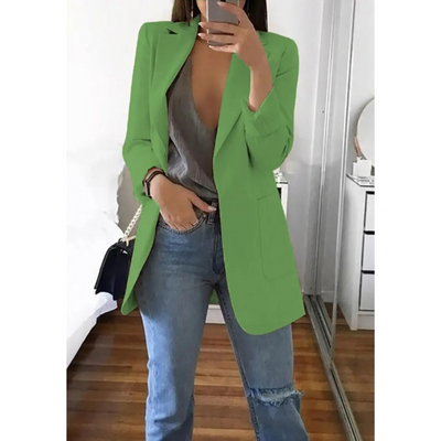 Lång kavaj för dam i khaki MODA