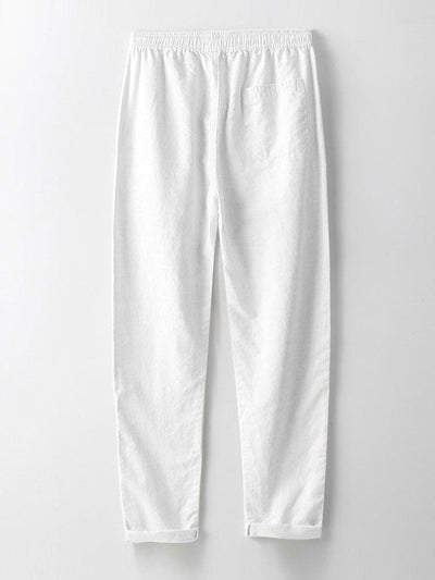 Striped Cotton Blend Button Up Shirt & Straight Leg Linen Pants