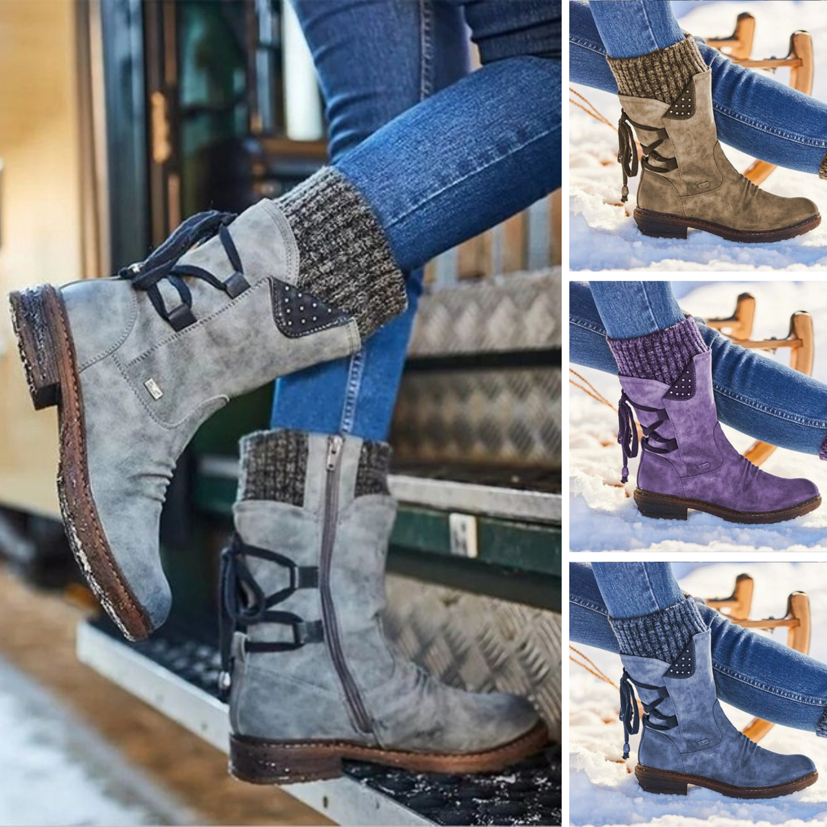 Veganska Läder Vinter Cowboy Stövlar För Kvinnor | Ideal för Vinter