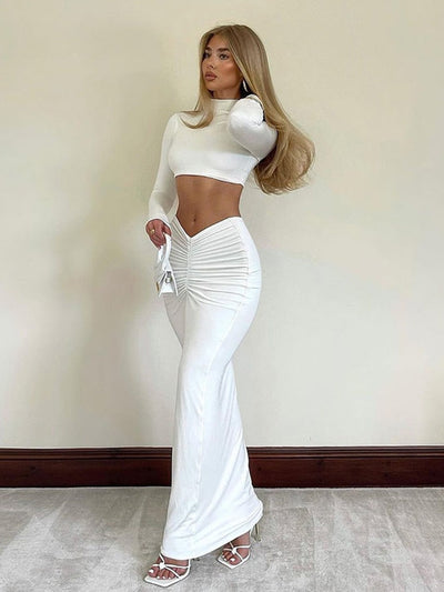Cecilia - Kvinnor Crop Top & Maxi Kjol Set