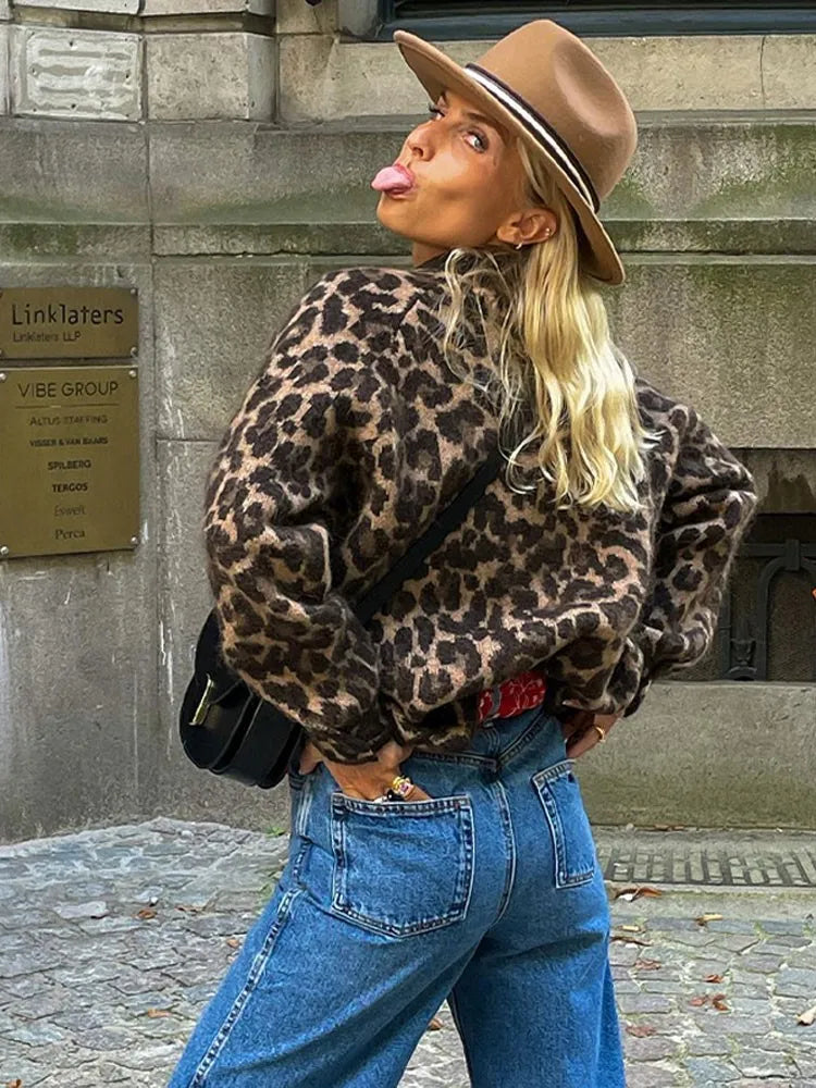 Tea | Trendig Leopardmönstrad Jacka för Kvinnor
