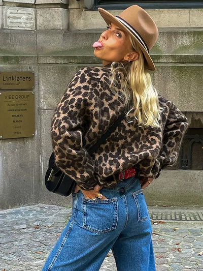 Tea | Trendig Leopardmönstrad Jacka för Kvinnor