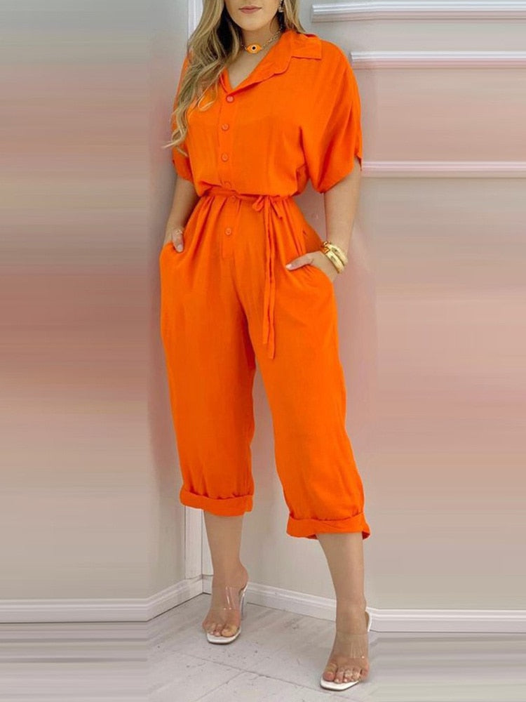 Elisa - Jumpsuit för Kvinnor med Krage
