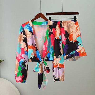 Fatima - Kvinnor Crop Top & Shorts Set