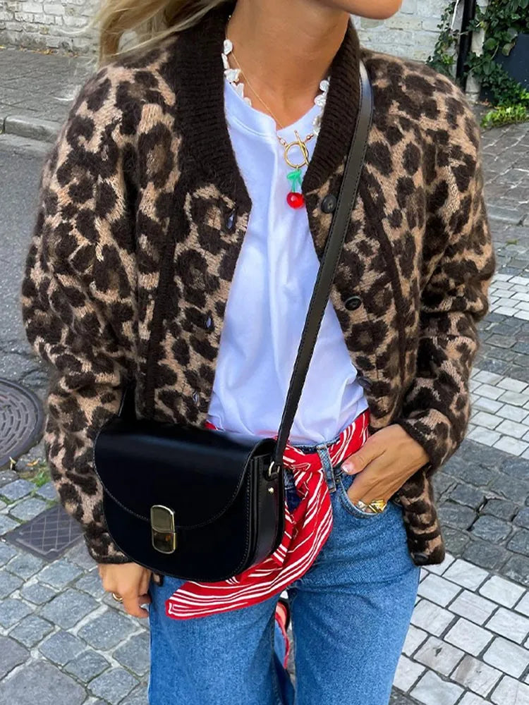 Tea | Trendig Leopardmönstrad Jacka för Kvinnor