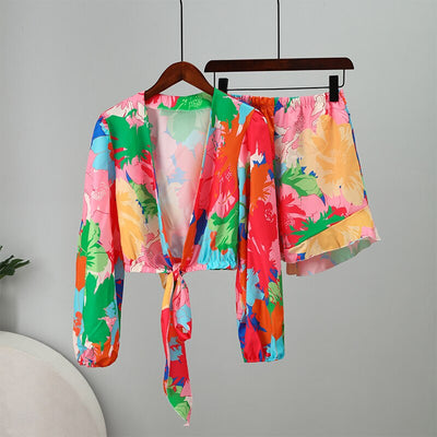 Fatima - Kvinnor Crop Top & Shorts Set