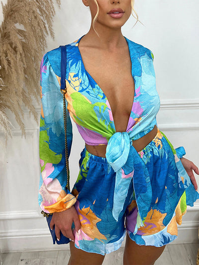 Fatima - Kvinnor Crop Top & Shorts Set