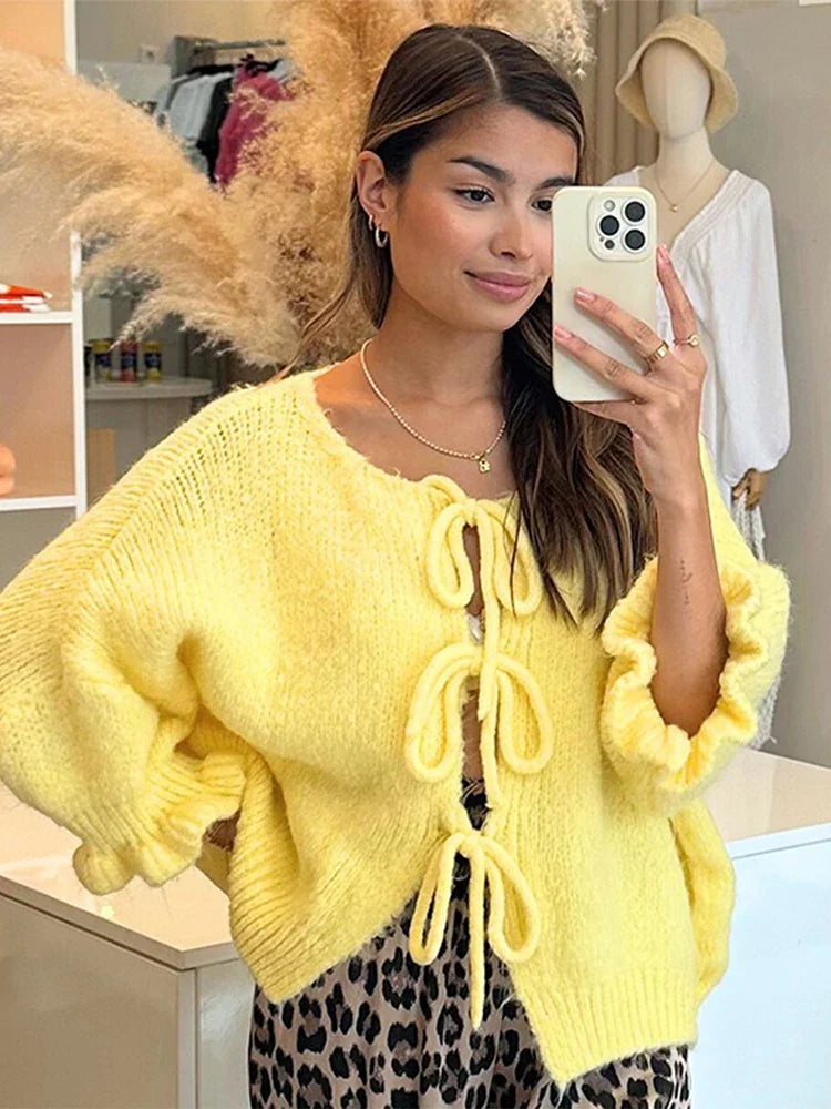 Sofia™ | Ihålig Stickad Halvärmad Cardigan