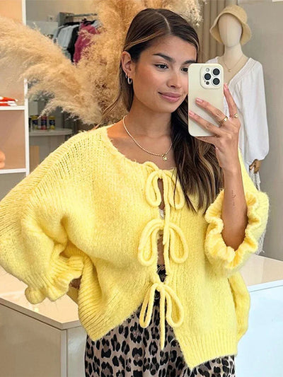 Sofia™ | Ihålig Stickad Halvärmad Cardigan