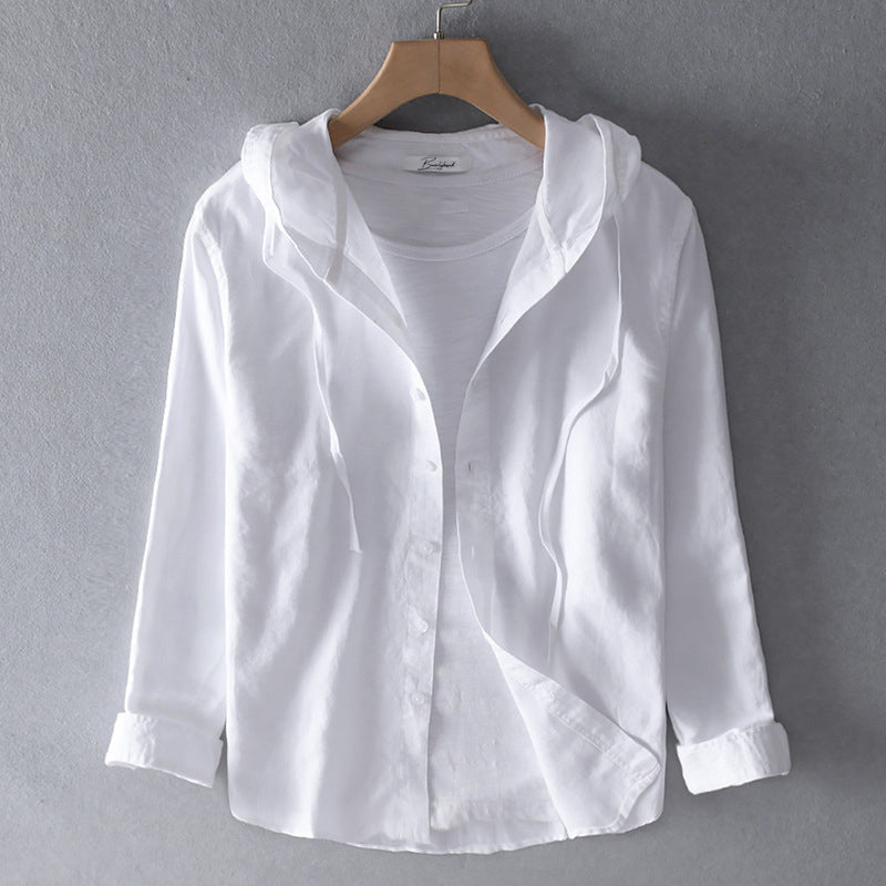 Kailani™ | Casual Långärmad Linneblus med Huva