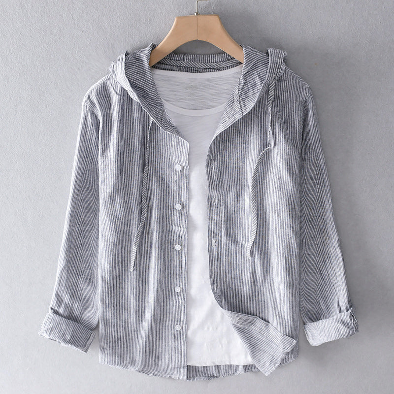 Kailani™ | Casual Långärmad Linneblus med Huva