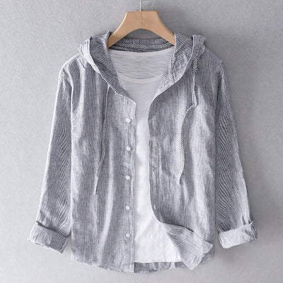 Kailani™ | Casual Långärmad Linneblus med Huva