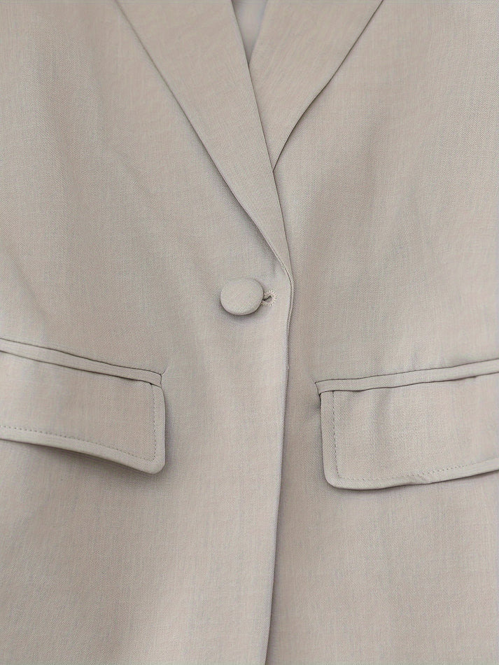 Elegant Sjalkrage Blazer Och Lockfickor Byxor Blazer-Set För Kvinnor | Perfekt för Formella Tillfällen