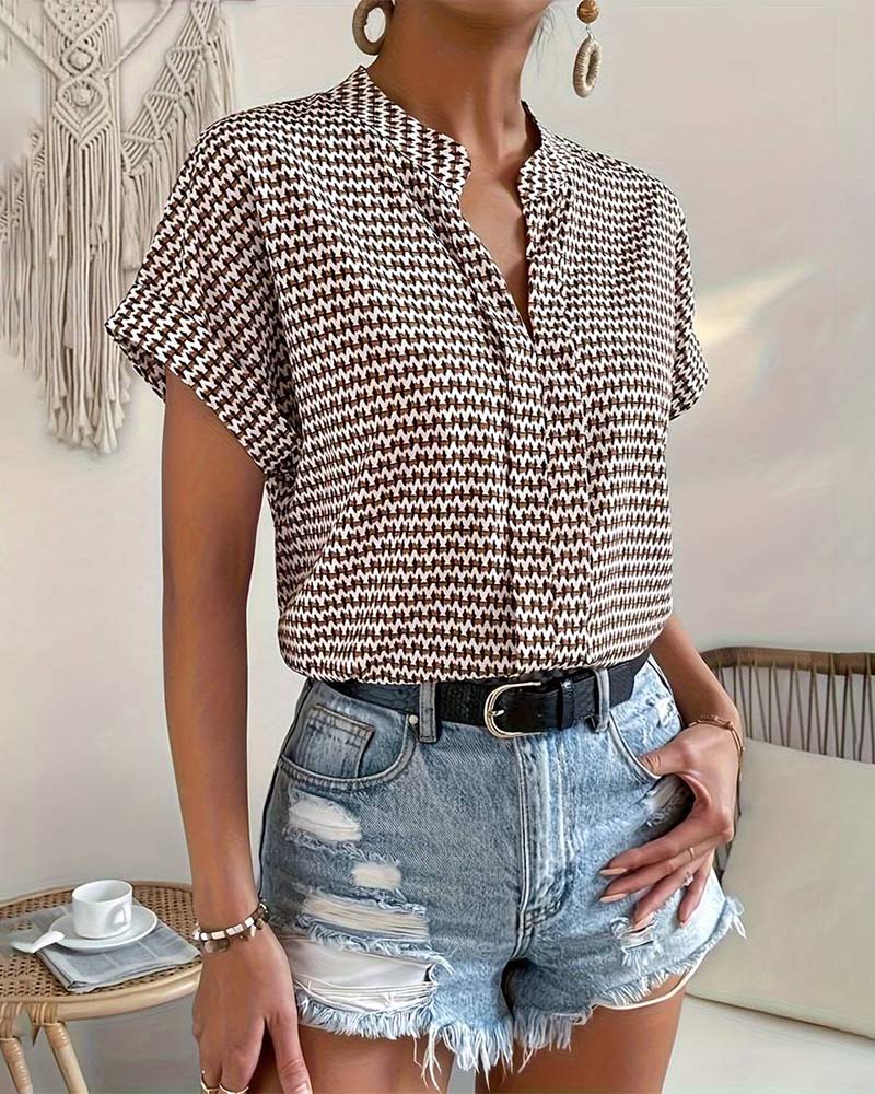Josephine™ | Pied-de-poule Tyg Elegant V-ringad Topp