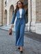 Elegant Tweedstil Kort Kostym Och Hög Midja Vida Byxor Blazer-Set För Kvinnor | Ideal för Alla Årstider