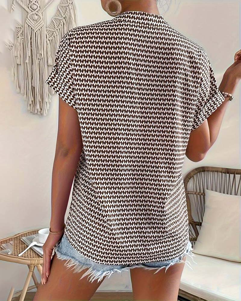 Josephine™ | Pied-de-poule Tyg Elegant V-ringad Topp